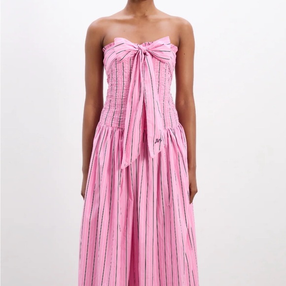 Damson Madder Dresses & Skirts - Women’s Damson Madder Dress Mia Midi Dress Size 6 In pink business stripe